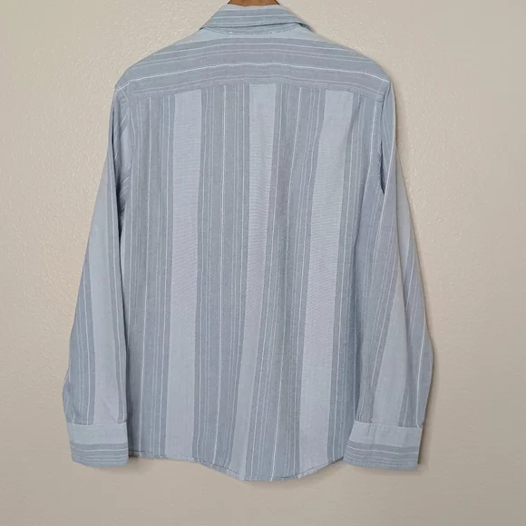 Mossimo Supply Co Men's Large Grey 100% Cotton Long Sleeve Stripe Button Shirt - Picture 6 of 9